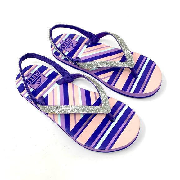 Reef Little Stargazer Purple/Pink Glittery Flip Flop Sandals Girls size 11/12 - Picture 1 of 10